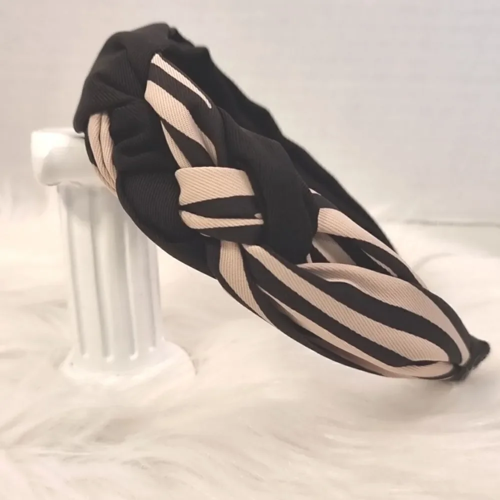 KHAKI BLACK TWIST NEUTRAL HEADBAND